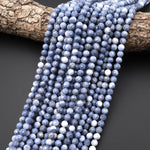Faceted Genuine Natural Light Denim Blue Sponge Coral 6mm Round Beads 15.5" Strand