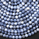 Faceted Genuine Natural Light Denim Blue Sponge Coral 6mm Round Beads 15.5" Strand