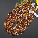Faceted Natural Australian Mookaite Jasper Beads 2mm Round Sunset Colors Red Yellow Maroon 15.5" Strand