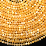AAA Natural Golden Mother of Pearl 2mm 3mm Smooth Round Beads Iridescent Shell 15.5" Strand