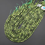 Natural Green Serpentine Jade 7x4mm Rice Barrel Beads 15" Strand