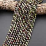 Natural Dragon Blood Jasper 7x2mm Small Smooth Rice Barrel Tube Beads 15" Strand