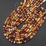 Natural Australian Mookaite 8mm Rondelle Beads Sunset Colors Red Yellow Maroon Creamy White 15.5" Strand