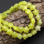 Natural Lemon Jade Beads 8mm Carved Star Gemstone 15.5" Strand