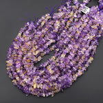 Natural Ametrine Golden Yellow Citrine Purple Amethyst Beads Freeform Center Drilled Nugget Gemstone 15.5" Strand