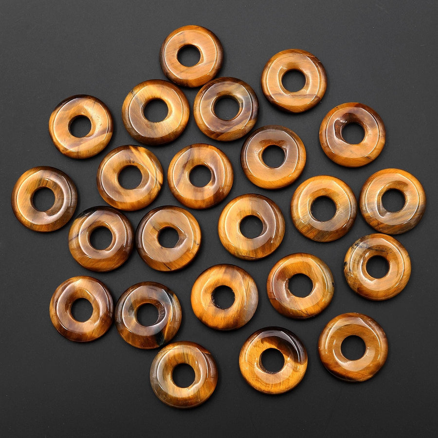 Natural Tiger's Eye Donut Pendant 18mm 20mm 24mm