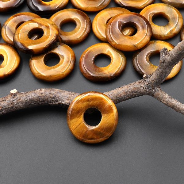 Natural Tiger's Eye Donut Pendant 18mm 20mm 24mm