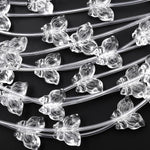 Natural Clear Rock Quartz Crystal Hand Carved Butterfly Gemstone 3D Beads Strand