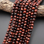 Natural Red Tiger's Eye Beads Smooth Round 4mm 6mm 8mm 10mm 12mm 15.5" Strand