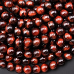 Natural Red Tiger's Eye Beads Smooth Round 4mm 6mm 8mm 10mm 12mm 15.5" Strand