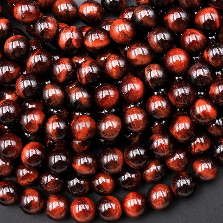 Natural Red Tiger's Eye Beads Smooth Round 4mm 6mm 8mm 10mm 12mm 15.5" Strand