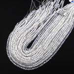 Faceted Translucent Natural Rainbow Moonstone 4mm Round Beads 15.5" Strand