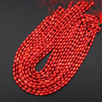 Genuine Red Bamboo Coral Barrel Rice Beads 5x10mm 15.5" Strand