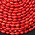 Genuine Red Bamboo Coral Barrel Rice Beads 5x10mm 15.5" Strand