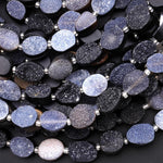 Natural Agate Druzy Drusy Oval Beads Sparkling Natural Crystal Gemstone 7.5" Strand