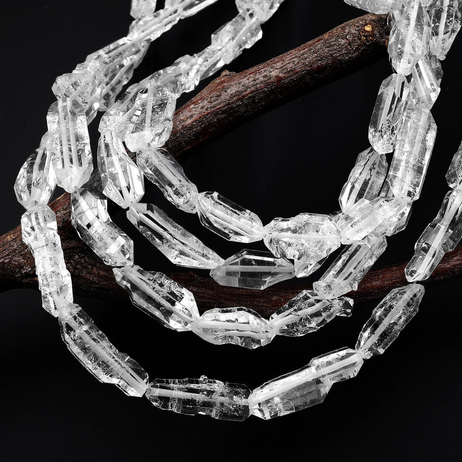AAA Grade Super Clear Long Thin Natural Herkimer Diamond Quartz Beads 16" Strand
