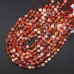 AAA Natural Striped Red Agate Faceted 10mm Coin Beads 15.5" Strand
