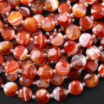 AAA Natural Striped Red Agate Faceted 10mm Coin Beads 15.5" Strand