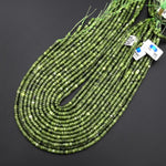 Natural Russian Serpentine Green Jade 4mm Smooth Heishi Rondelle Beads 15.5" Strand