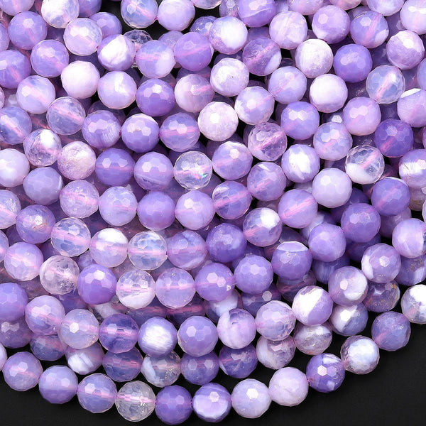 Rare Natural African Purple Opalized Chalcedony Faceted 6mm Beads Gemstone 15.5" Strand