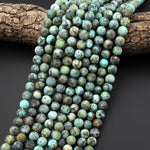 Matte Natural African Turquoise 4mm 6mm 8mm 10mm 12mm Round Beads  15.5" Strand