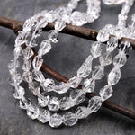 AAA Super Clear Raw Natural Herkimer Diamond Quartz Nugget Beads 16" Strand