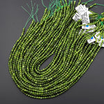 AAA Faceted Natural Canadian Jade 3mm 4mm Round Beads Genuine Green Jade Gemstone 15.5" Strand
