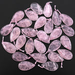 AAA Natural Pink Rose Quartz Oblong Teardrop Pendant Gemstone Crystal Focal Bead