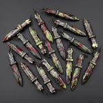 Natural Dragon Blood Jasper Sword Pendant Drilled Focal Stone Bead