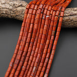 AAA Natural Red Jasper Smooth Tube 8x5mm Beads 15.5" Strand