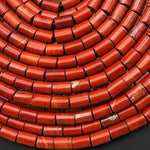AAA Natural Red Jasper Smooth Tube 8x5mm Beads 15.5" Strand