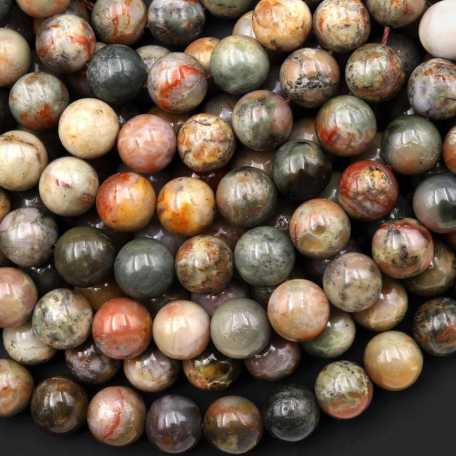 Dinosaur Coprolite Beads Dinosaur Dung Beads 8mm Round Beads Organic Fossilized Poop  15.5" Strand