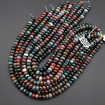 AAA Natural Indian Agate 10x6mm Smooth Rondelle Beads Forest Green Mauve Red Aka Fancy Jasper 15.5" Strand