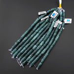 AAA Large 3mm Hole Beads Hand Carved Natural Guatemalan Blue Green Jade Decorative Tube Good for Leather Cord 8" Strand