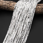 Natural Howlite 4x2mm Thin Rectangle Tube Beads 15.5" Strand
