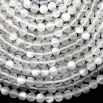 AAA+ Chatoyant Translucent Natural Silvery White Moonstone 4mm 6mm 8mm Round Beads 15.5" Strand