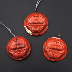 Hand Carved Natural Red Jasper Tiger Head Pendant Gemstone Focal Bead