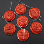 Hand Carved Natural Red Jasper Cat Pendant Gemstone Focal Bead