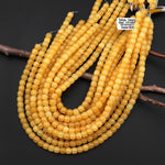 Natural Golden Honey Yellow Calcite 8mm Rounded Barrel Beads 15.5" Strand