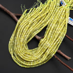 Natural Chartreuse Yellow Green Jade 4mm Heishi Gemstone Beads 15.5" Strand