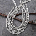 Extremely Rare AAA Grade Super Clear Natural Herkimer Diamond Quartz Flat Vertically Drilled Nugget Beads Double Pointed Quartz 16" Strand