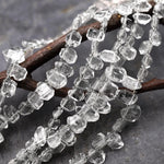 Extremely Rare AAA Grade Super Clear Natural Herkimer Diamond Quartz Top Side Drilled Flat Teardrop Beads Double Pointed Quartz 16" Strand