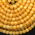 Natural Golden Honey Yellow Calcite 8mm Rounded Barrel Beads 15.5" Strand