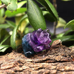 Hand-Carved Natural Fluorite Bear Figurine Crystal Miniature 2" A1