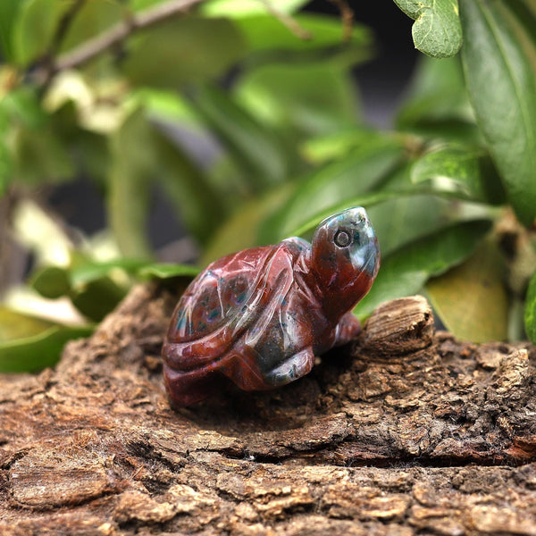 Hand-Carved Natural Indian Agate Turtle Figurine Crystal Miniature A1
