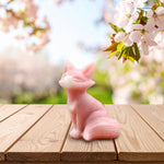 Hand-Carved Natural Pink Opal Fox Figurine Crystal Miniature