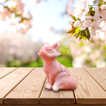 Hand-Carved Natural Pink Opal Fox Figurine Crystal Miniature