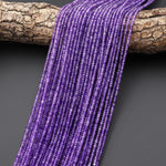 AAA Faceted Natural Purple Amethyst 2mm 3mm Rondelle Gemstone Beads 15.5" Strand