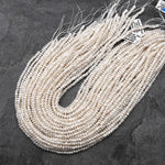 Genuine White Freshwater Pearl 4mm Potato Rondelle Beads Shimmery Iridescent Classic Pearl 14" Strand