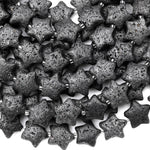 Natural Volcanic Black Lava Stone 16mm Star Beads 15.5" Strand